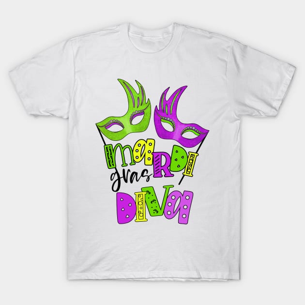 Mardi Gras Diva T-Shirt by Designs by Ira